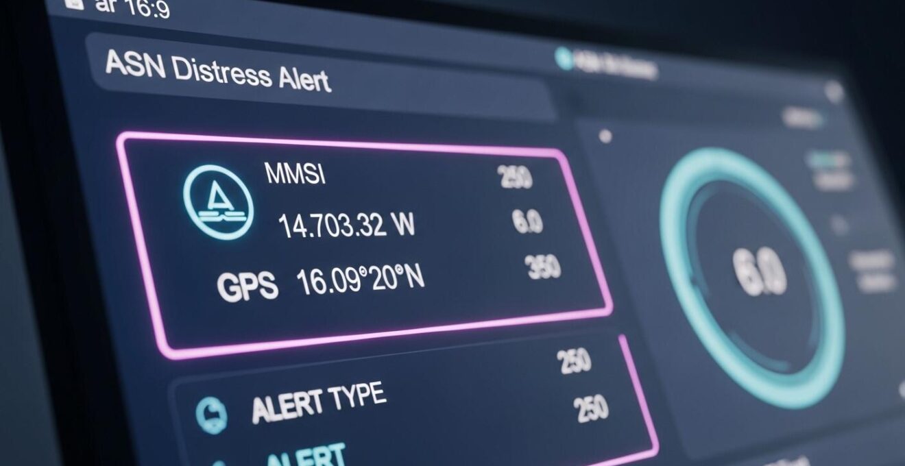 Vue symbolique d'un écran de centre CROSS affichant les données d'une alerte de détresse ASN en mer