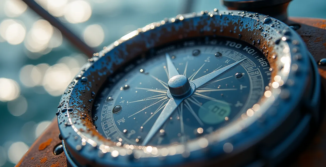 Instruments de navigation montrant les données de dérive sur un voilier au près